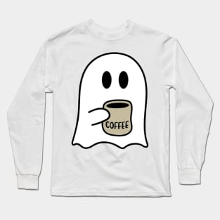 Cute Spooky Coffee Sweatshirt, Womens Ghost Sweatshirt, Spooky Season, Fall Coffee Lover Shirt, Halloween Party Shirt, Fall Graphic Shirt Long Sleeve T-Shirt